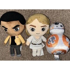 Lot Of 3 Star Wars Plushie 7” Inches Finn, Luke Skywalker, BB-8